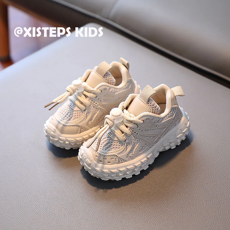 

XISTEPS Fashion Non-slip Casual Sneakers For 1-8Y Girls Boys Beige Black Infantil Toddler Breathable Sport Shoes Toddler Shoes