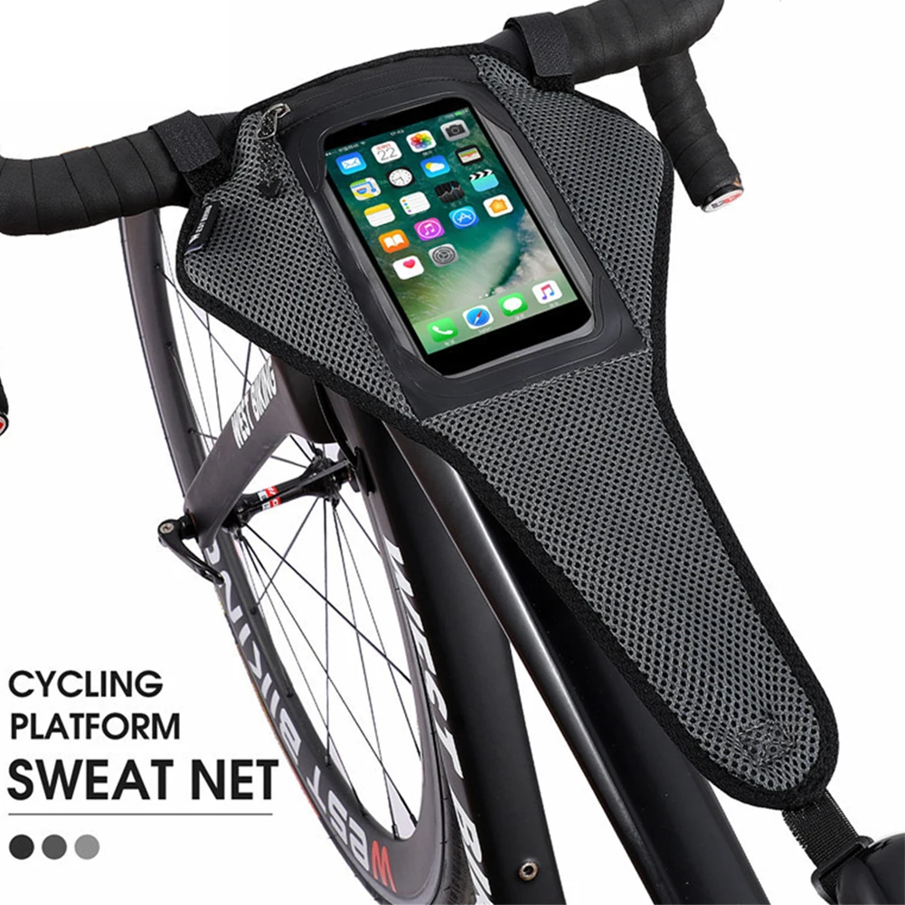 

Велосипедная Рама, защита от пота, велосипедный тренажер, устойчивая к поту сетка с сумкой для телефона для велоспорта, тренировочные велос...