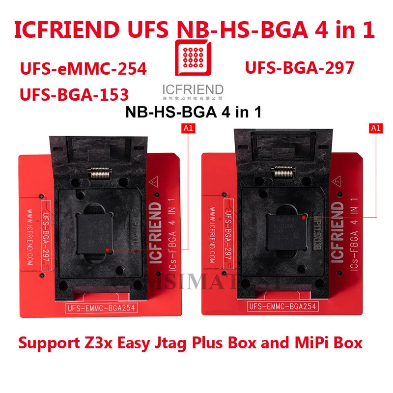 New ICFRIEND NB-HS-BGA 4 в 1 UFS-153 UFS-eMMC-254 UFS-297 адаптер с Z3X легкий JTAG MiPi Box (Чип шифрования ленты).