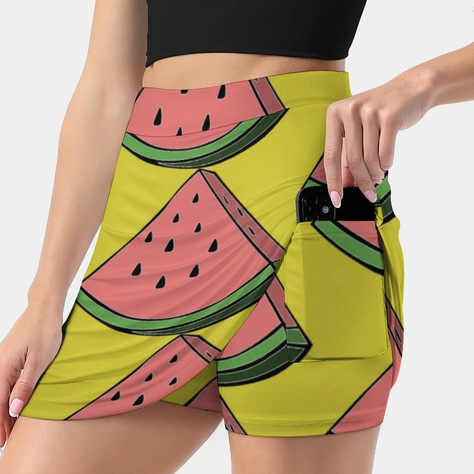 

Pop Art Watermelon Women's skirt With Hide Pocket Tennis Skirt Golf Skirts Badminton Skirts Running skirts Watermelon Fruit