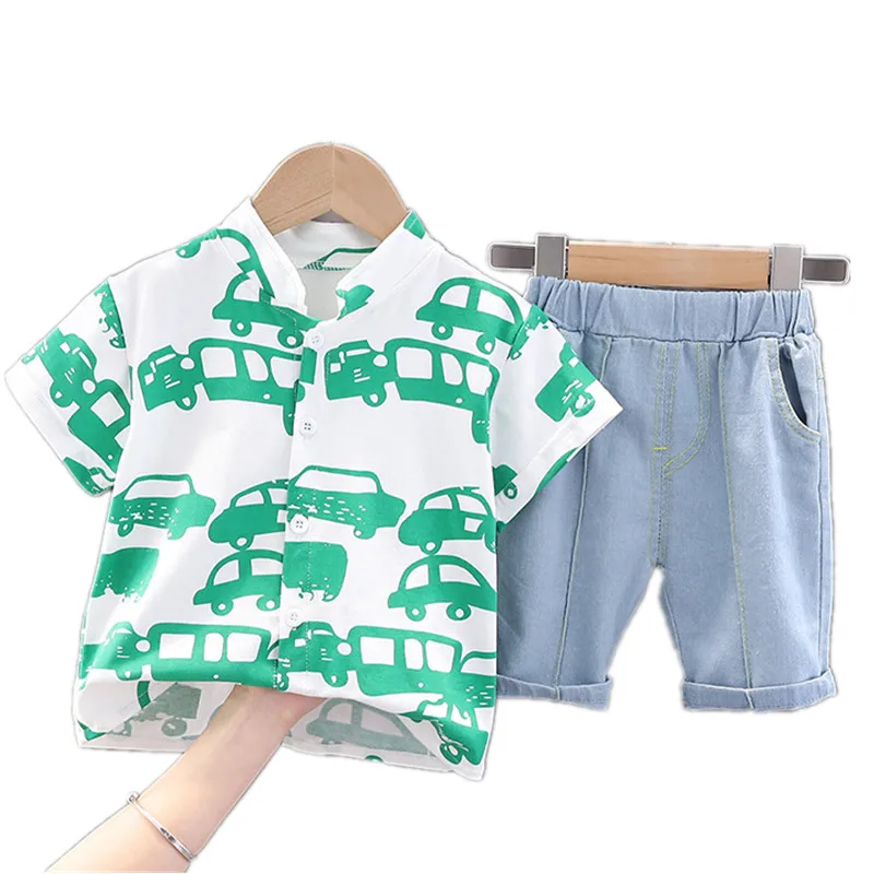 

Комплект одежды для мальчиков из 2 предметов, рубашка и шорты, спортивный костюм, повседневный пляжный костюм для малышей от 1 до 5 лет, летняя...