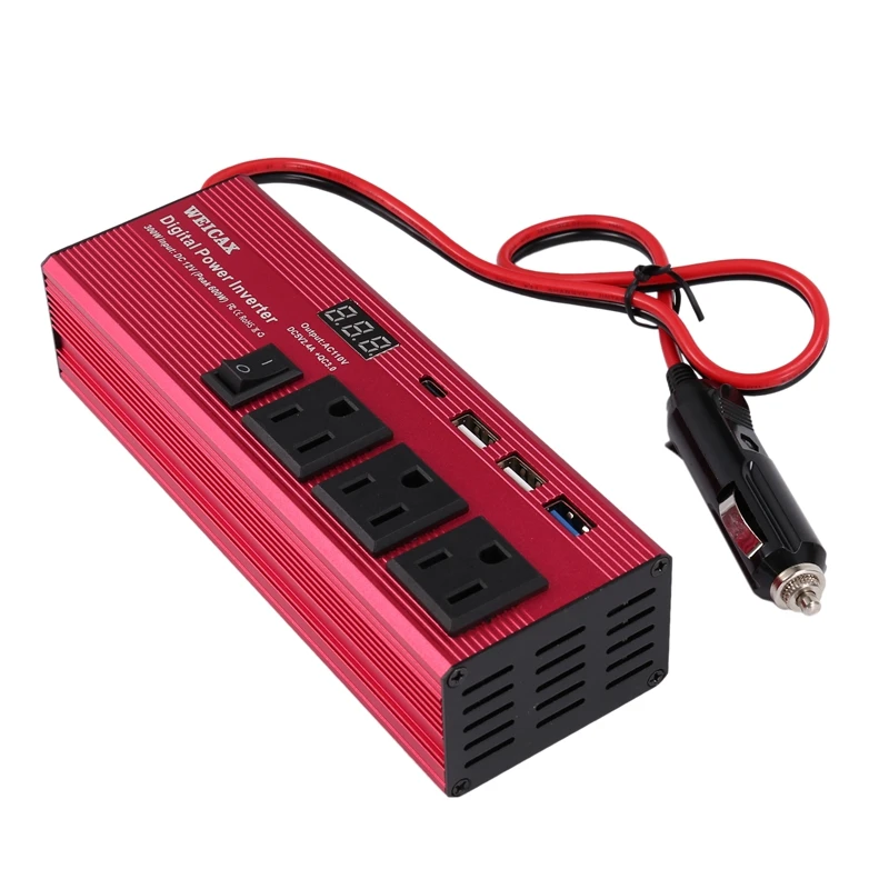 

300W Car Power Inverter Sine Wave DC 12V TO AC 110V 120V Solar Converter With USB Converter US Plug
