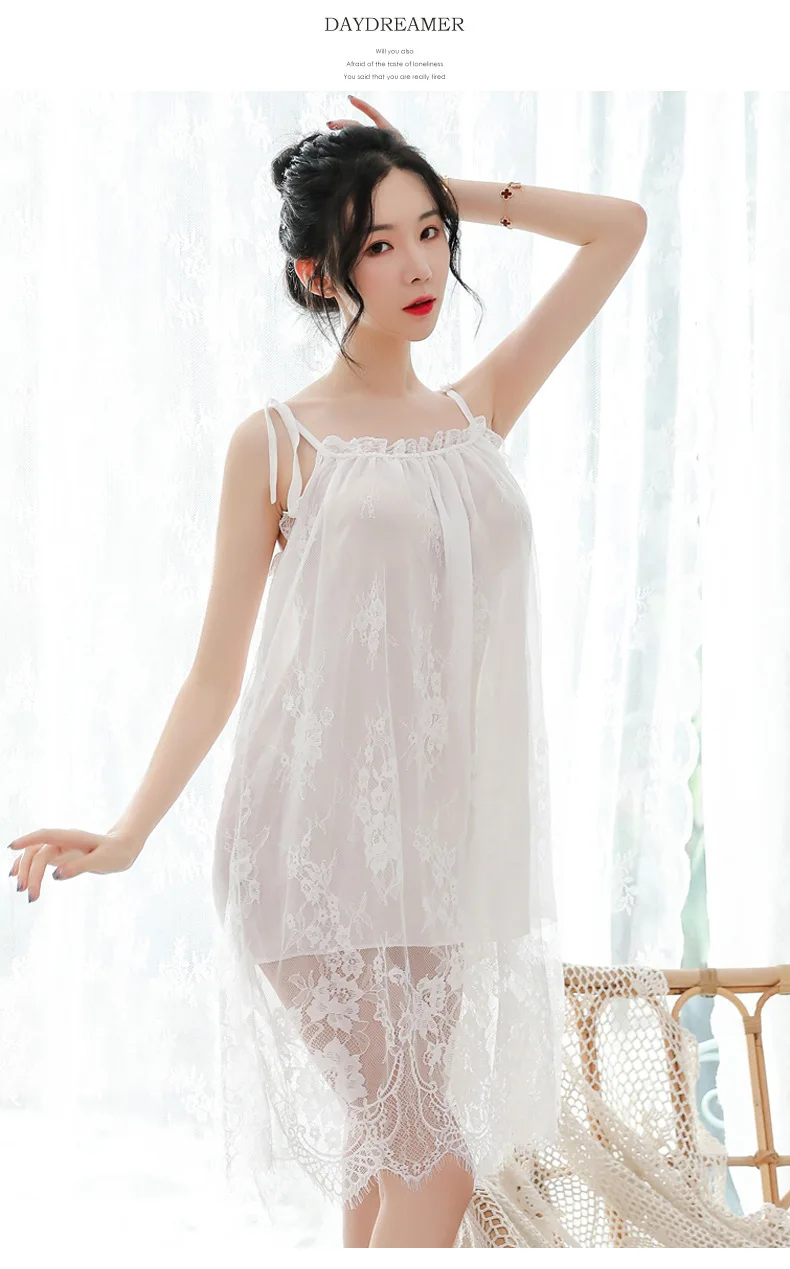 Lingerie Large Size Sexy Temptation Lace Sling Pajamas Suit Nightdress Loose Homewear