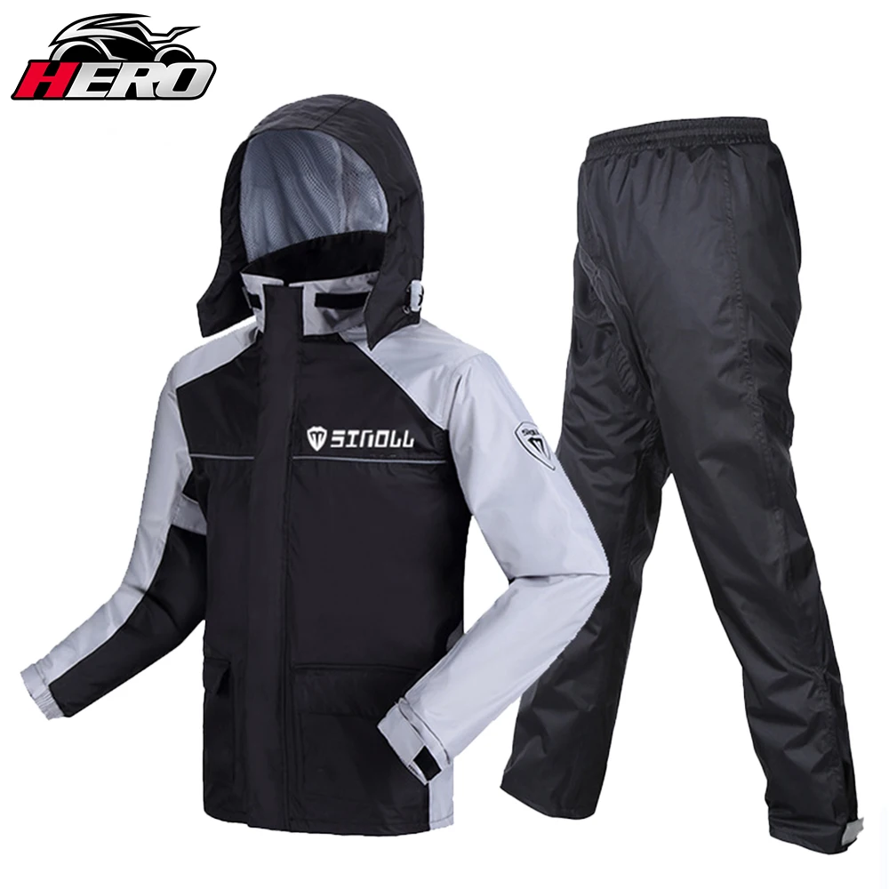 Fashion Men Motorcycle Raincoat Suit Waterproof Reflection Moto Raincoat Rain Coat Jacket Pants Motorbike Outdoor Raincoat Suit