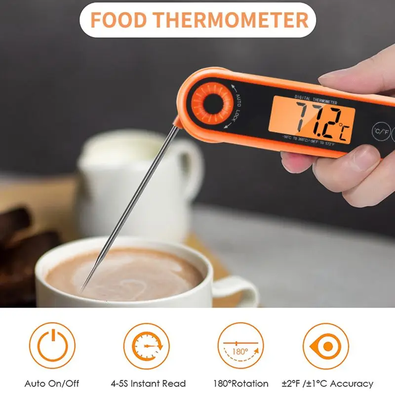 

ThermoPro TP20 Waterproof Meat Thermometer for Grilling and Cooking Accurate Foldable BBQ Temperature Gauge with Probe and Tim