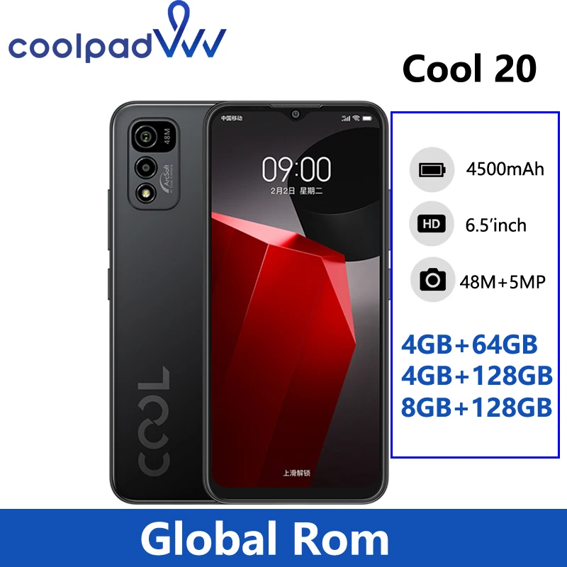 Original Coolpad Cool 20 Global ROM Smartphone Helio G80 Octa Core 48MP Triple Camera 6.5'' Full Display 4500mAh Battery