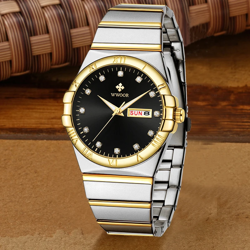 Часы WWOOR мужские наручные кварцевые роскошные модные деловые водонепроницаемые