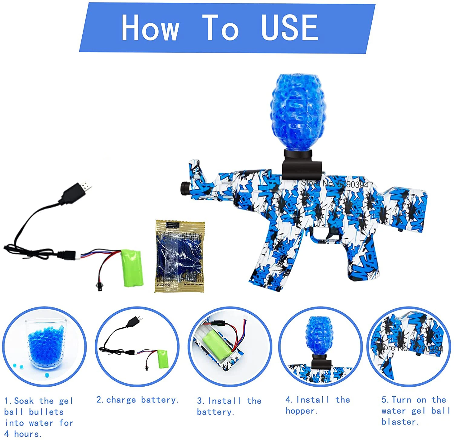 Электрический пистолет-Blaster игрушечное оружие водный мяч автоматический