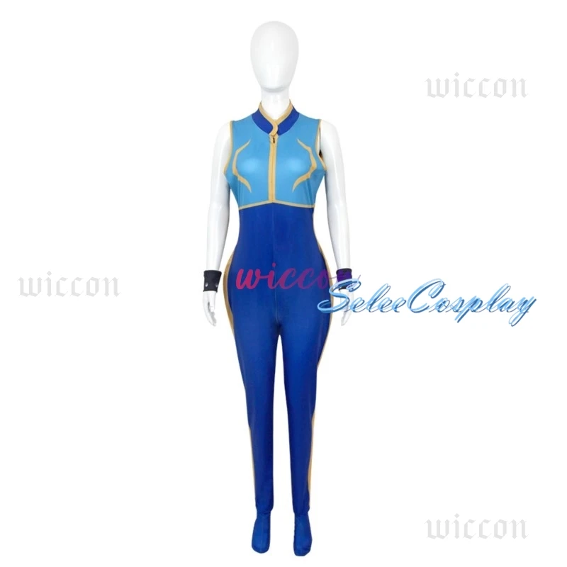Аниме Чун Ли Косплей Костюм Игра SF Ролевая Чунли Синий Комбинезон Экипировка