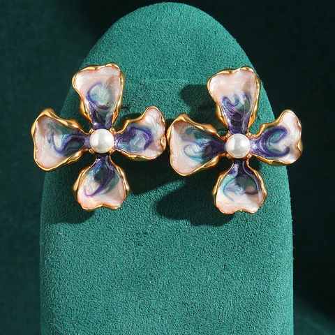 LOVE GREEN LIVE GREEN Серьги с жемчугом и клевером