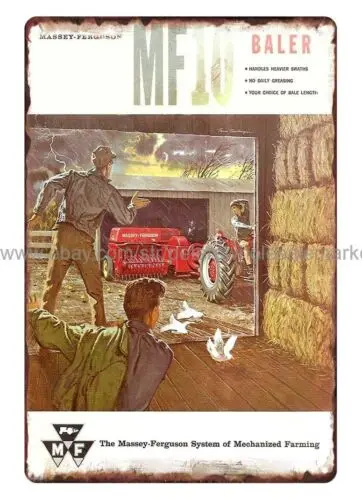 1960s Massey Ferguson MF10 пресс-подборщик тягач коттедж барный Двор металлический жестяной