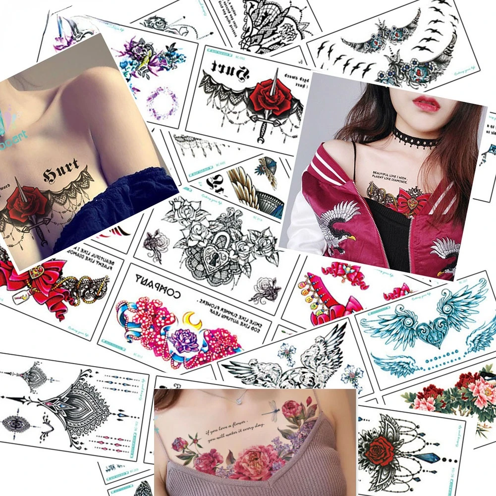 

5 шт., водостойкие Стикеры для татуировки груди, 24 х14 см