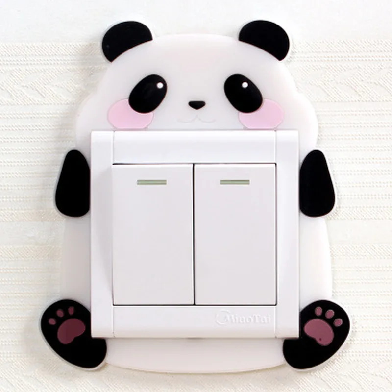 

2022 New Hot Cute Cartoon 3D Wall Silicon on Switch Stickers Children Luminous Switch Light Home Decoration Panda Shape