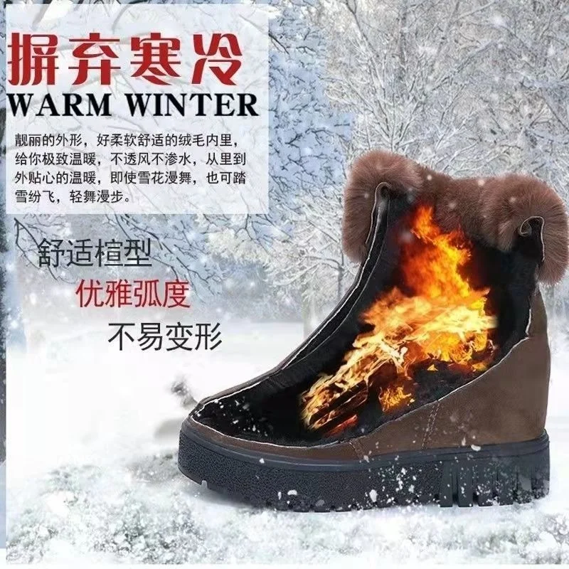 

Новые женские сапоги зимние уличные теплые меховые сапоги водонепроницаемые женские зимние сапоги на толстом каблуке с круглым носком на высоком каблуке