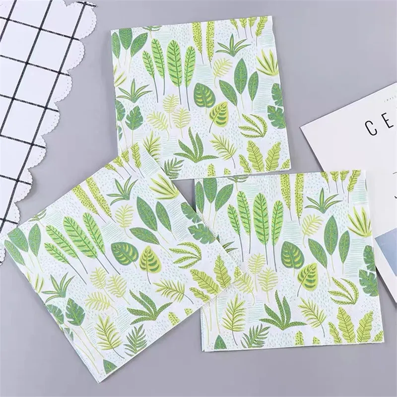 

10pcs 33*33cm Leaf Grass Theme paper napkins serviettes decoupage decorated for wedding party virgin wood tissues