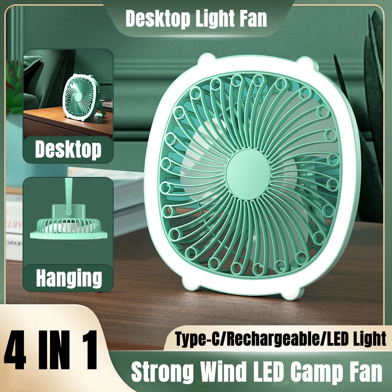 4 in 1 Rechargeable Fan With Light Ceiling Fan Camping Fan Mini Fan Desktop Fan