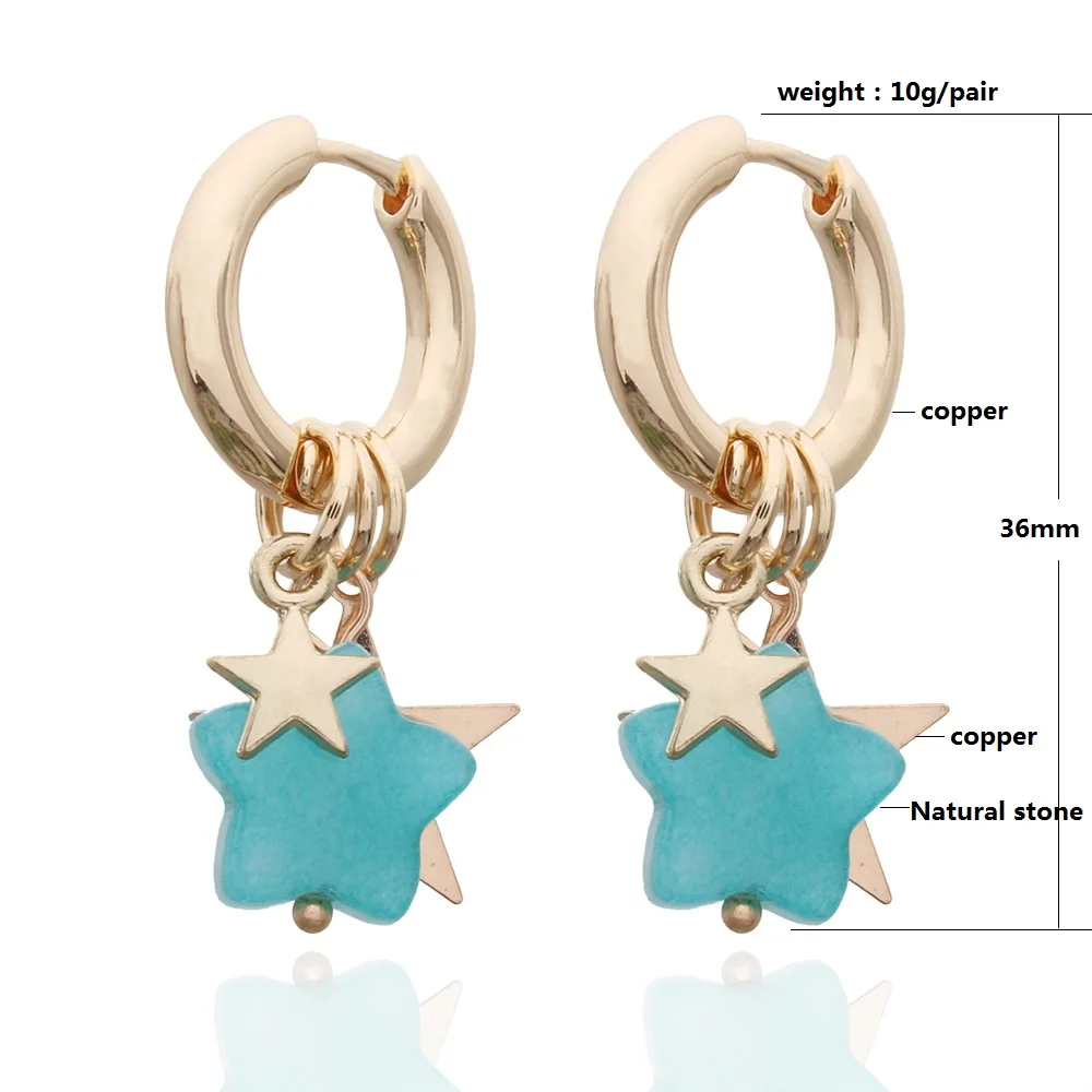 Star Pendant Earrings For Woman Natural Stone star shape Bohemia New Charm Ear Baking Varnish Jewelry Party