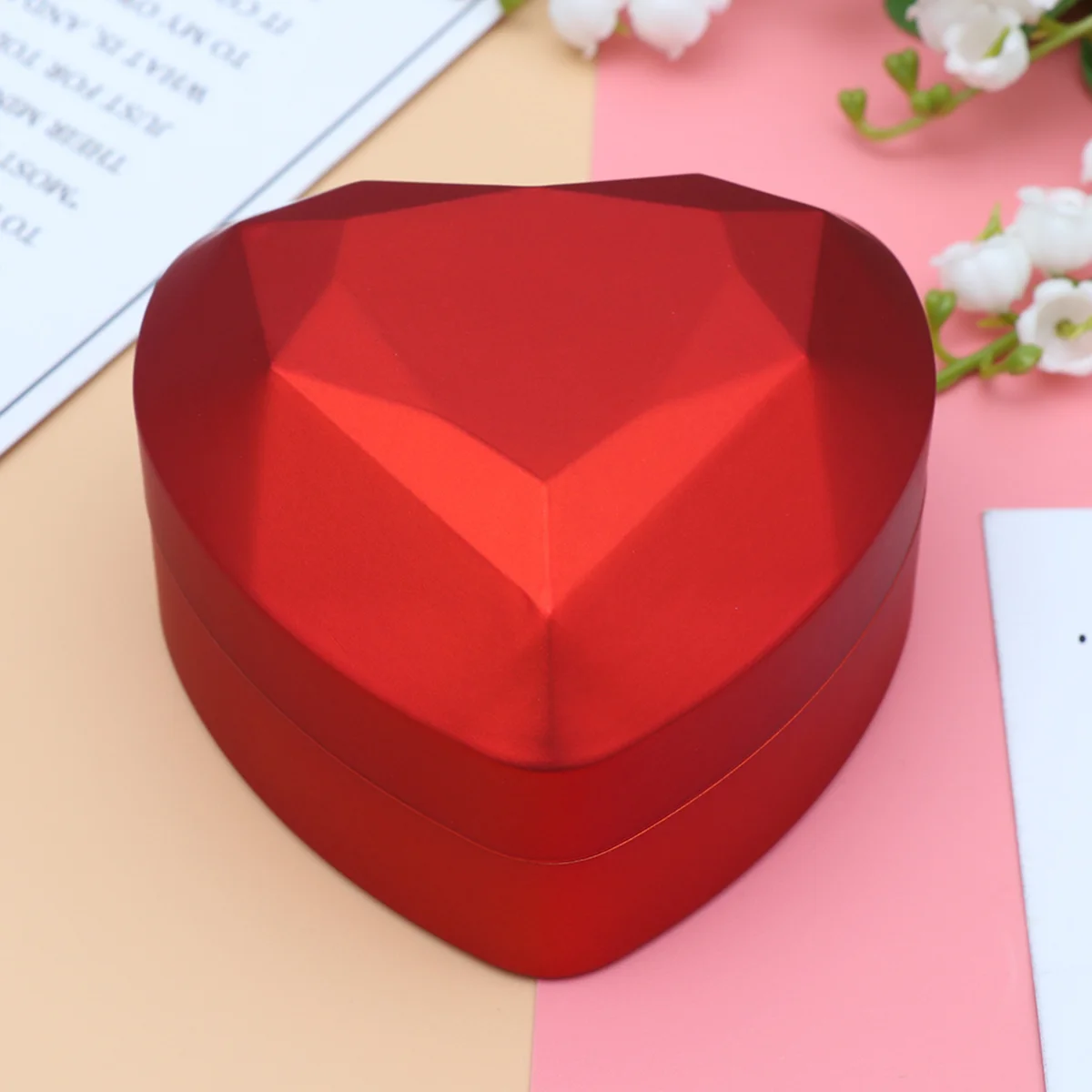 

Осветительная коробка для колец, коробка для колец в форме сердца для помолвки, контейнер для свадебных церемоний, юбилеев, День Святого Валентина (красный)