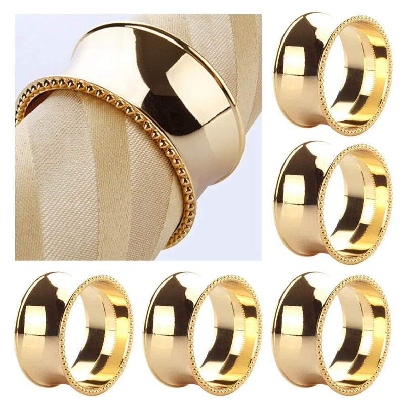 

Hot SV-12PCS Alloy Buckle Napkin Rings Dinner Table Birthday Wedding Decor Home