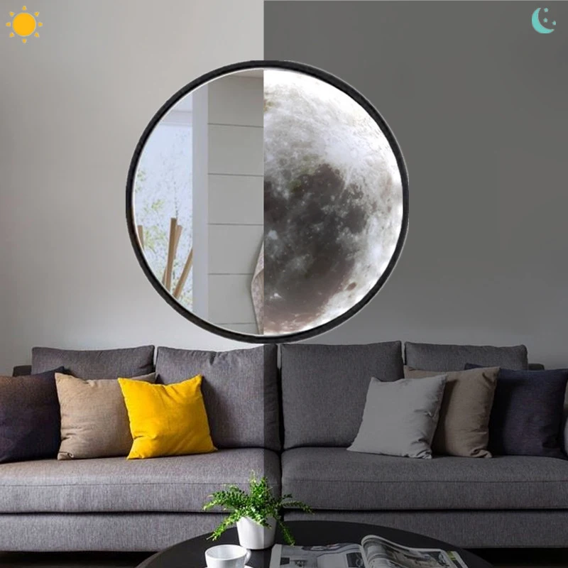 

Creative Mirror Makeup Mirror With Light Moon Wall Lamp Living Room Entrance Bathroom Decorative Mirror Wall Lamp