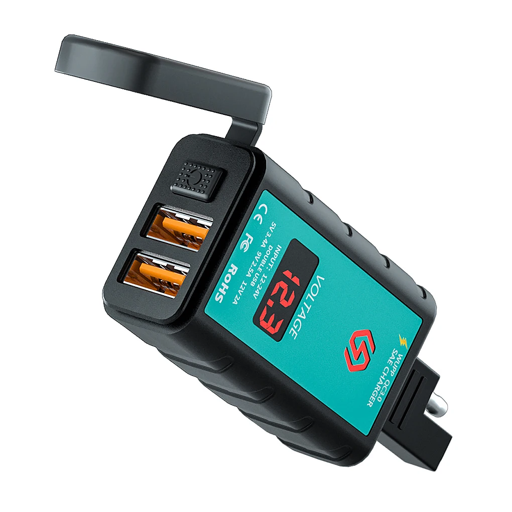 

Motorcycle Fast Charger Dual USB SAE Port Charging Socket Power Outlet
