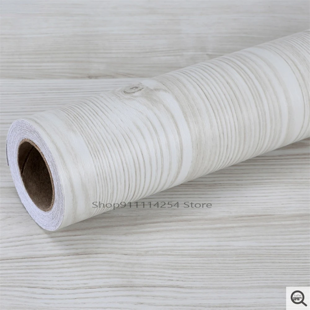 

Gray White Wood Grain Stickers Wardrobe Cabinet Table Furniture Renovation Stickers Self-Adhesive PVC Waterproof Wallpaper