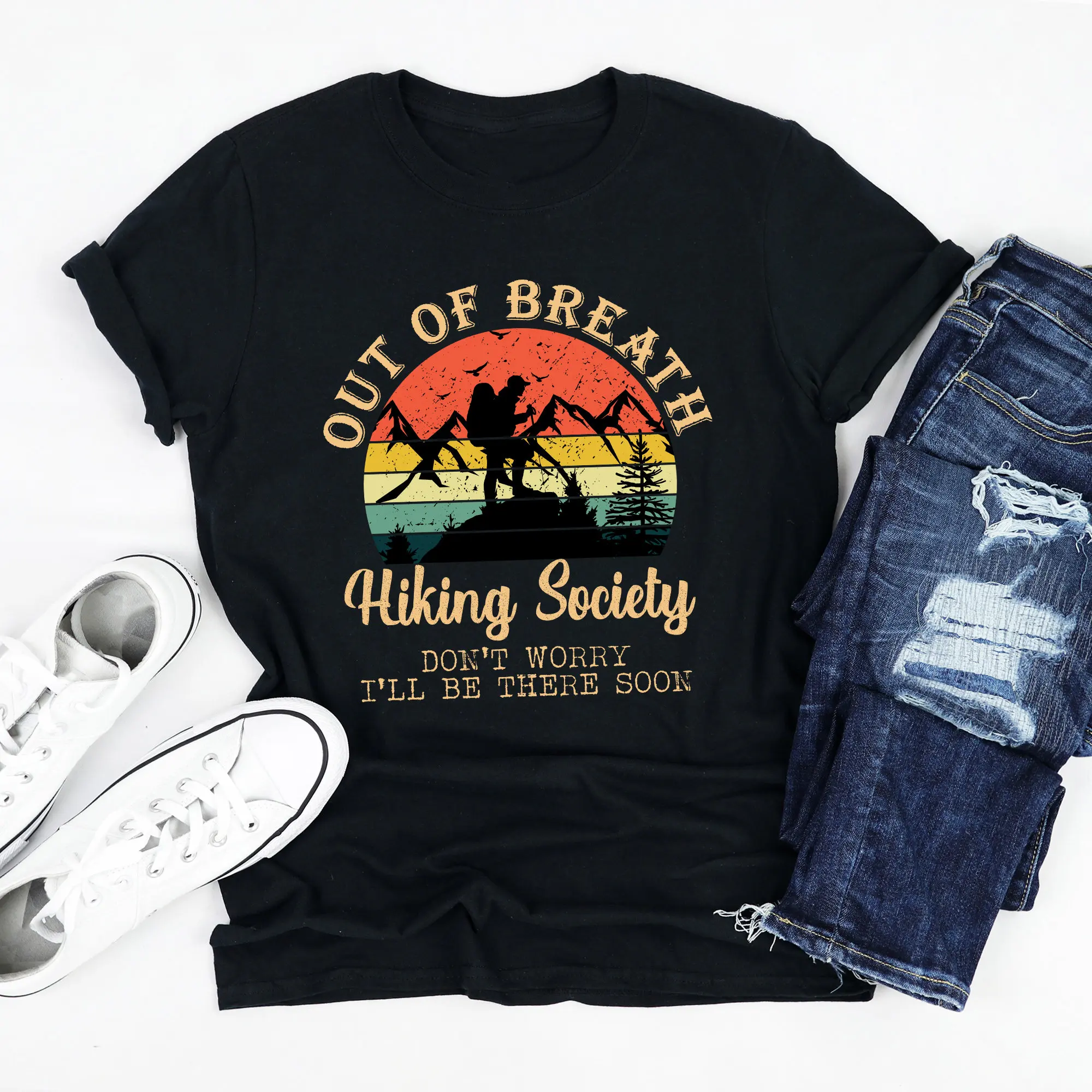 Футболка Out of Breath Hiking Society Don't Worry I'll There Soon винтажная горная футболка для