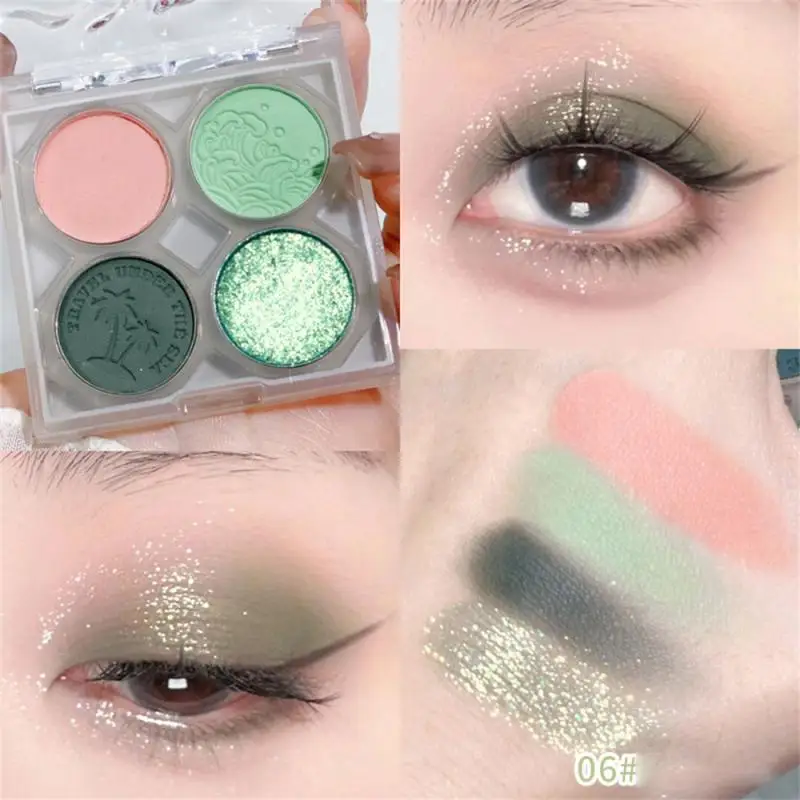 

Exquisite Pretty Eyeshadow Glitter Matte Eyeshadow Spring Fresh Green Dreamy Ocean 4 Color Eye Shadow Palette Eyes Makeup