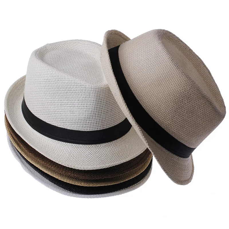 

Outdoors Summer Sunscreen Hat Men's Grass Woven Children's Top Jazz Get some air Sunshade Straw Travel Men's England Hats