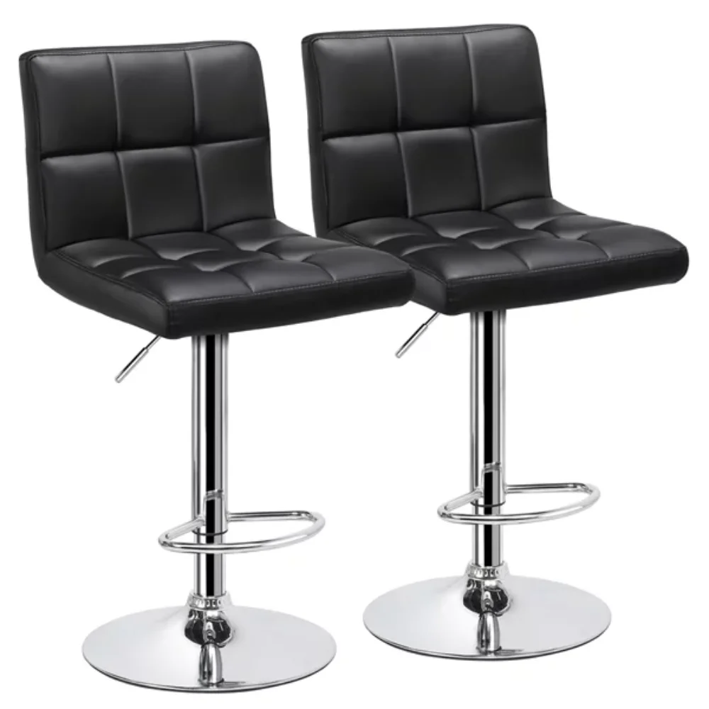 

2pcs Adjustable Modern Faux Leather Mid-Back Bar Stool