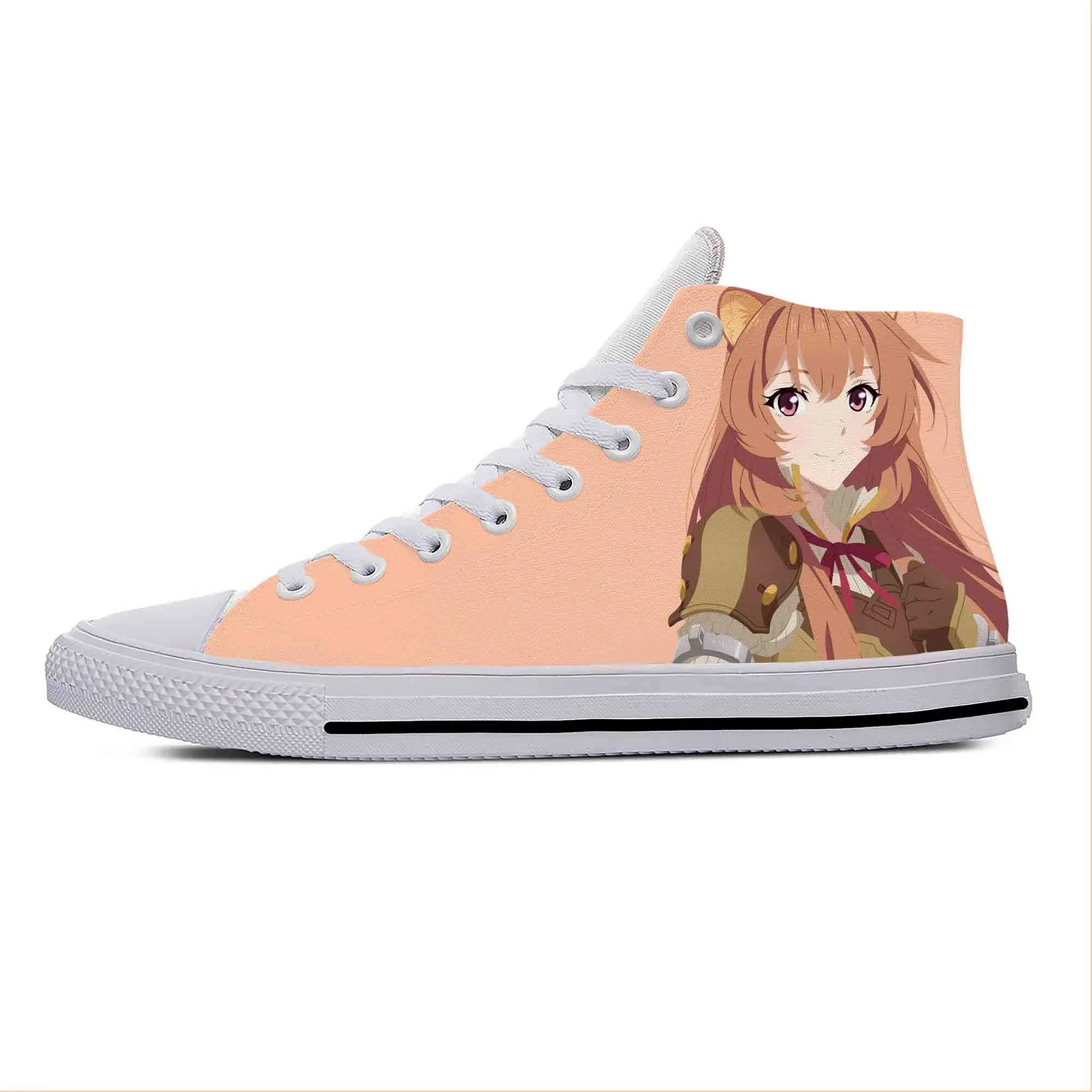 

Hot Anime The Rising Of The Shield Hero Raphtalia Casual Cloth Shoes High Top Lightweight Breathable 3D Print Men Women Sneakers