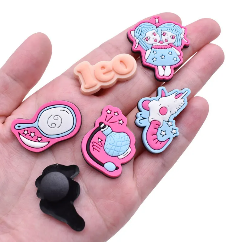 

Hot Sale 1pcs Aries Gemini Capricorn Shoe Charms Twelve Constellations Series Shoe Accessorie DIY For Croc Jibz Fit Wristbands