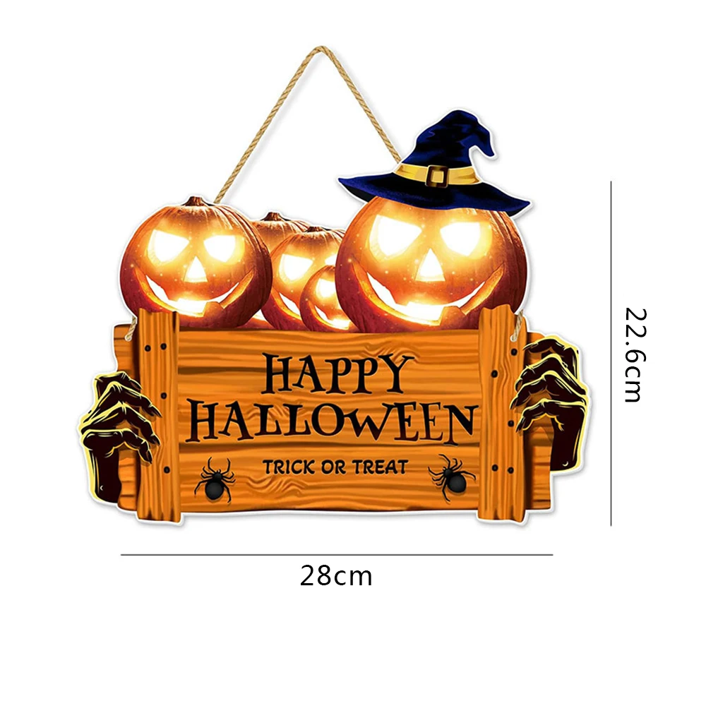 Счастливый Хэллоуин деревянный знак Тыква деревянная дверная вешалка украшения
