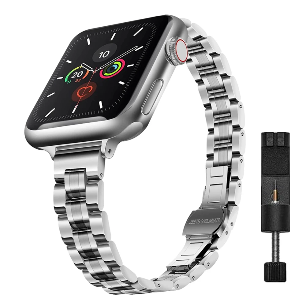 

Slim Stainless Steel Bands Apple Watch Band 38mm 40mm 41mm 42mm 44mm 45mm Metal Strap for iWatch SE 7 6 5 4 3 2 1 Bracelet women