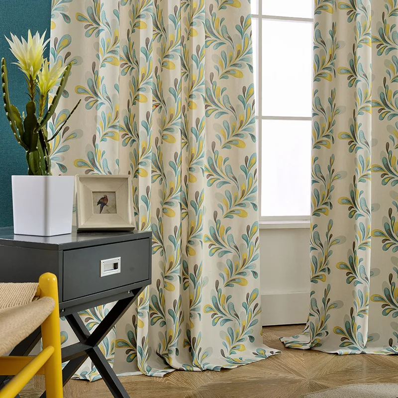 

American Printed Curtains for Living Room Bedroom Curtain Window Treatment Readymade set Mediterranean Style