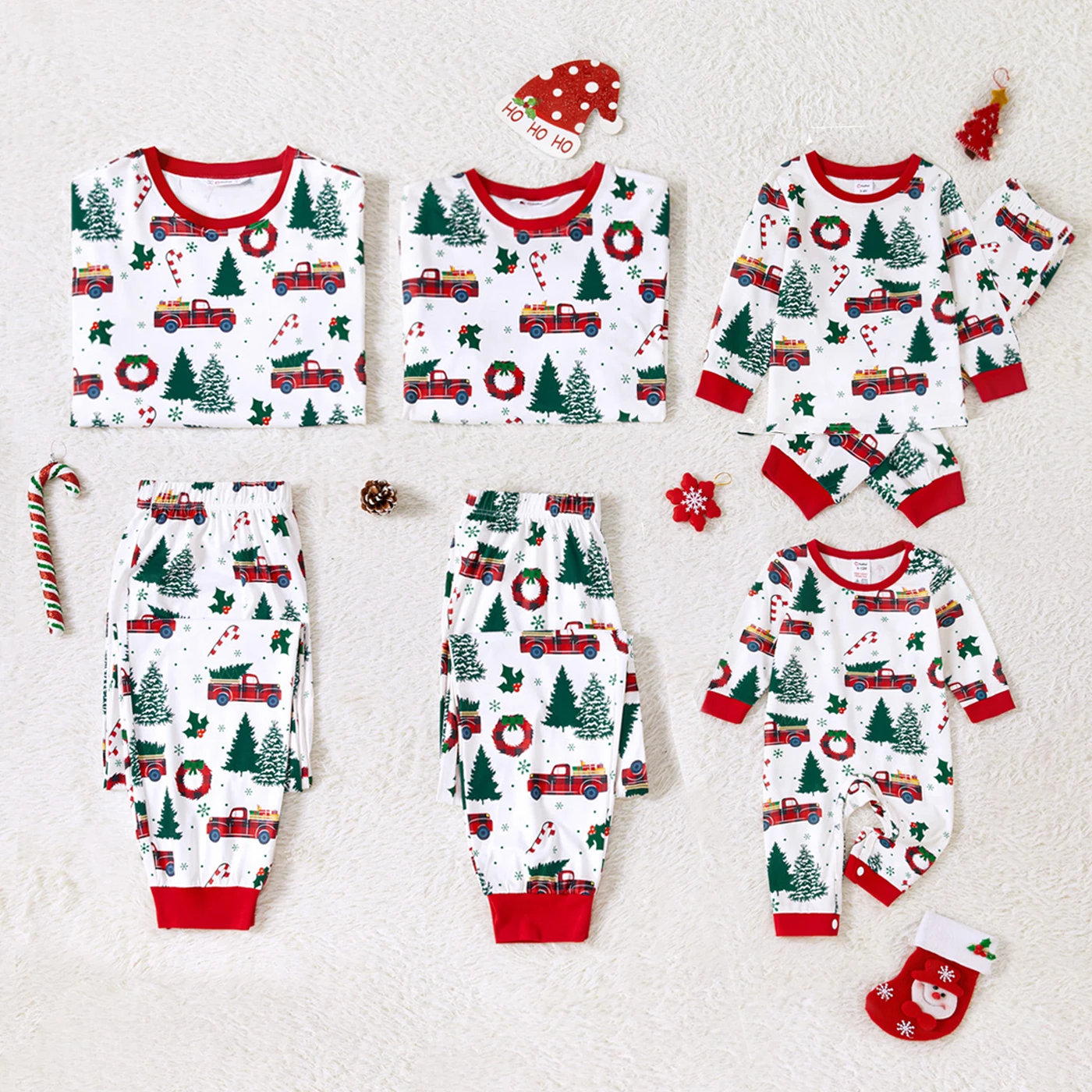 

PatPat Christmas Family Matching Allover Xmas Tree & Car Print Long-sleeve Pajamas Sets (Flame Resistant)