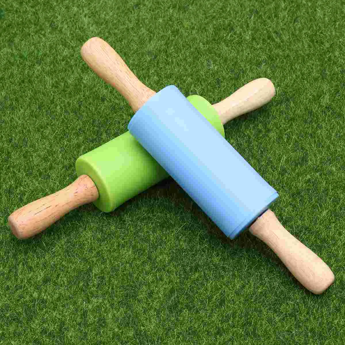 

Rolling Pin Baking Roller Siliconekids Stick Pretend Wood Pastry Kitchen Toy Dough Fondantpizza Mini Tools Toys Sticks French