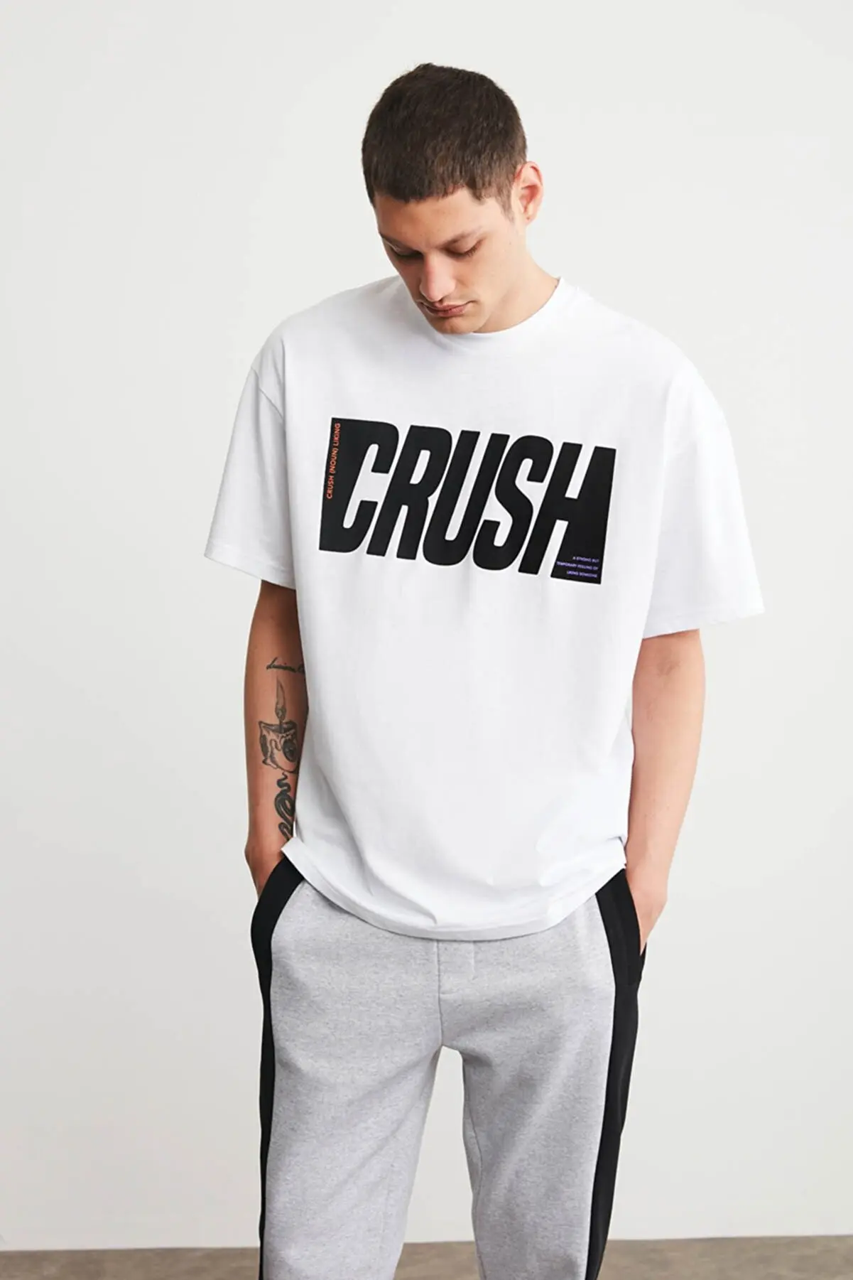 

Men's White Printed Round Collar Oversized t-shirt t-shirt t-shirt For Men Tee For Men Summer Fashion 72215067