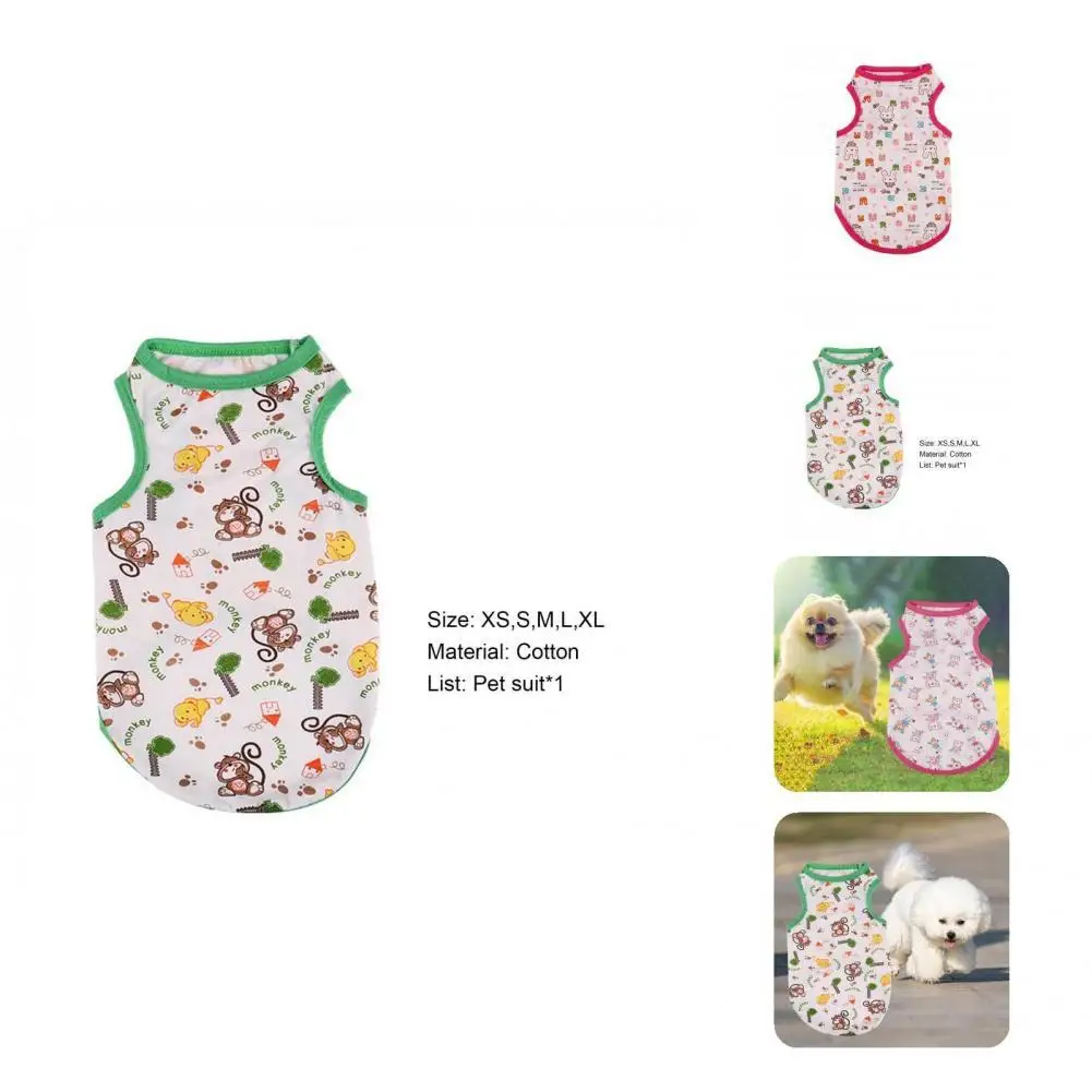 

Puppy Clothes Chic 4 Colors Wear-resistant Cute Cartoon Print Puppy Clothes for Party Dog Shirt Pet Tank Top