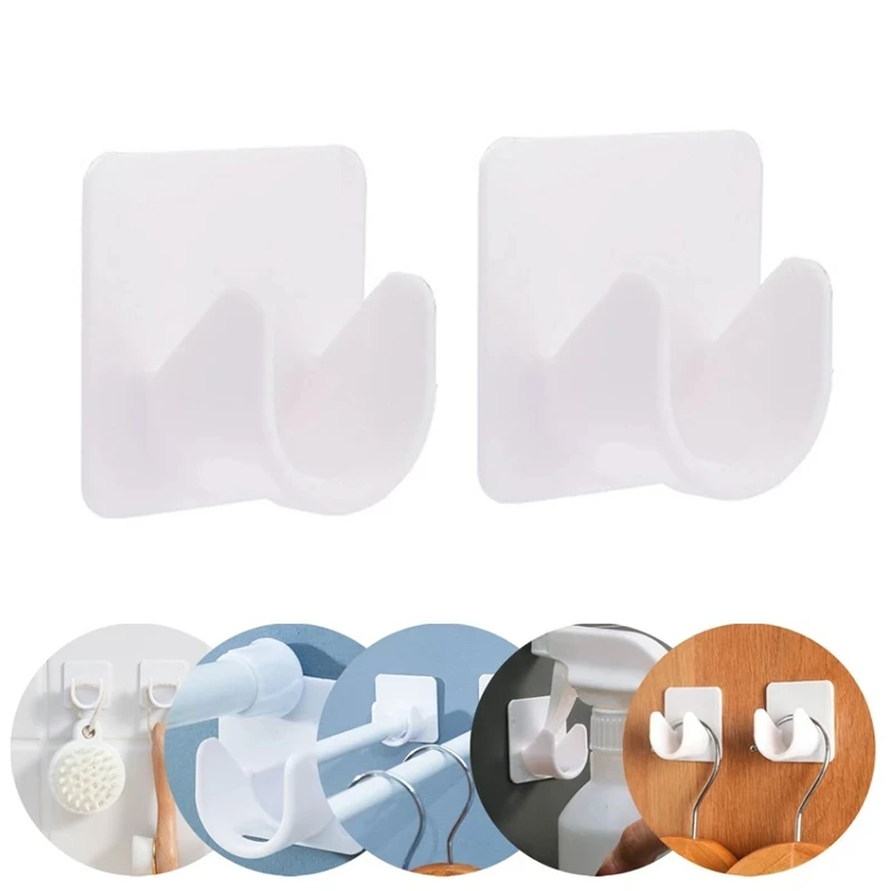 

2Pcs/Set Strong Curtain Rod Bracket Holders Hooks Self-adhesive Rod Holder Clothes Rail Bracket Toilet Home Bathroom Accessories