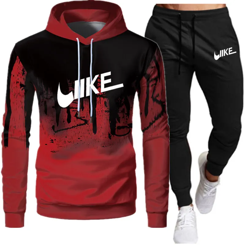 Spring New Men's Set Brand Alphabet Fashion Set Casual Pullover Sportswear 2-piece hooded Sweatshirt+sweatpants set