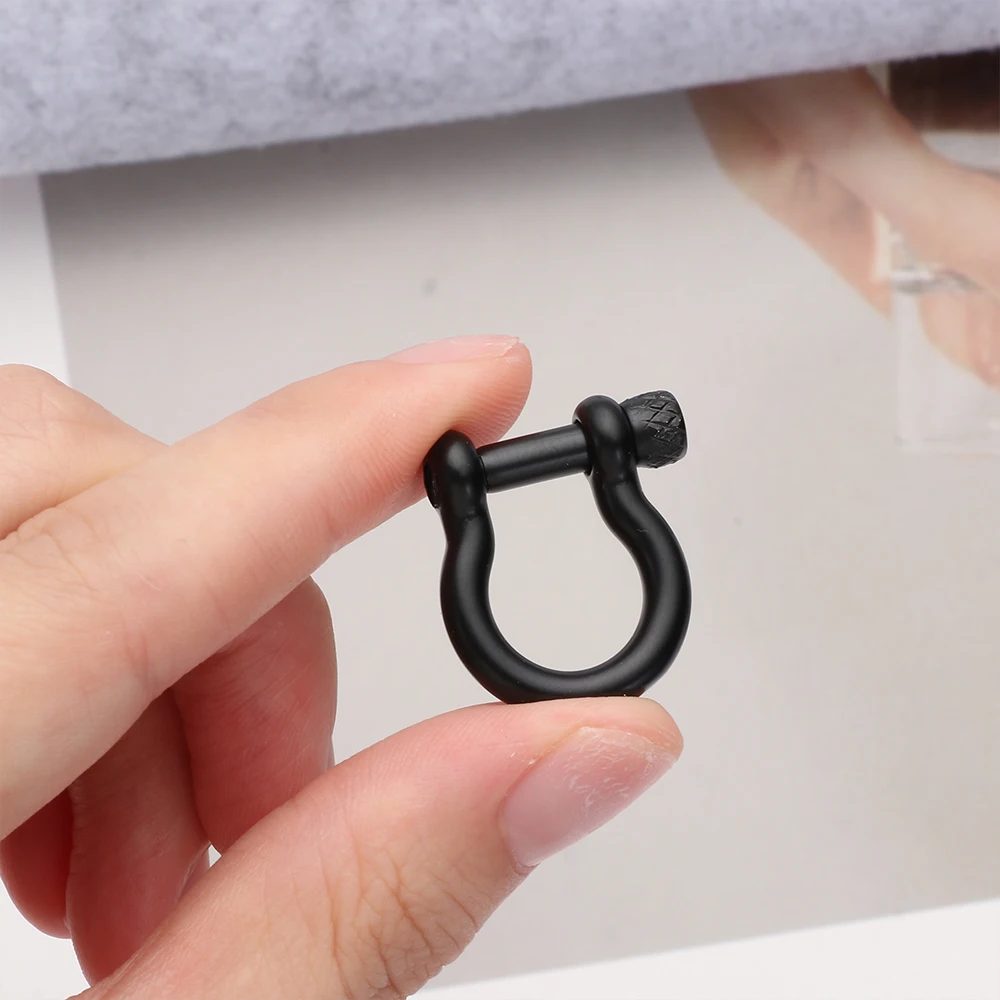 

4 Styles D Bow Staples Stainless Steel Key Ring Shackle Fob Solid Carabiner Keychain Hook Screw Joint Connector Bracelet Buckle