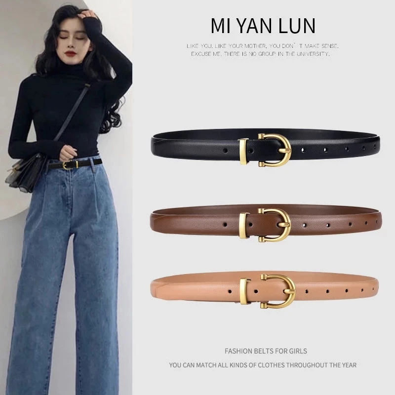 Luxury Designer Women Belt Genuine Leather Female Fashion Metal Belt Buckle Waistband 4 Colors High Quality Trend Belt Lady New