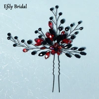 black crystal wedding hairpin for women bridal hair accessories vintage hair jewelry rhinestone bride headpiece bridesmaid gifts
