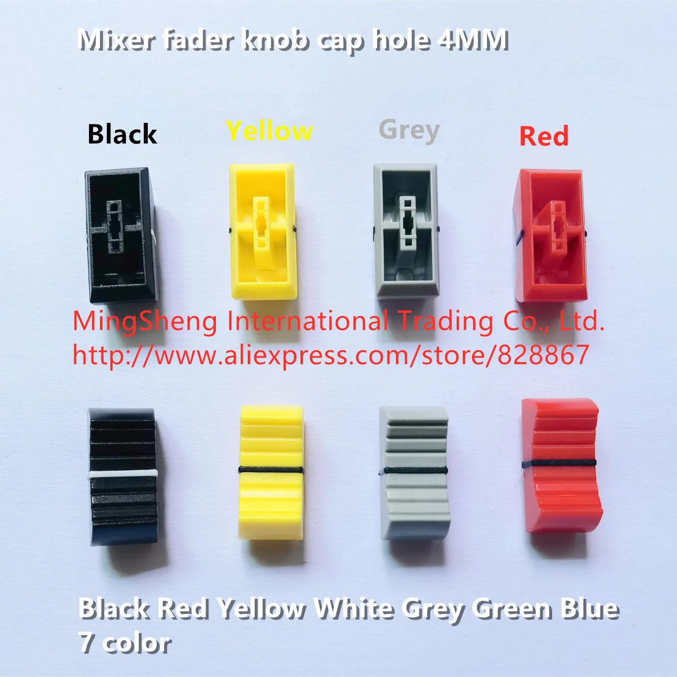 Original new 100% mixer fader knob cap black red yellow white grey green bule hole 4MM