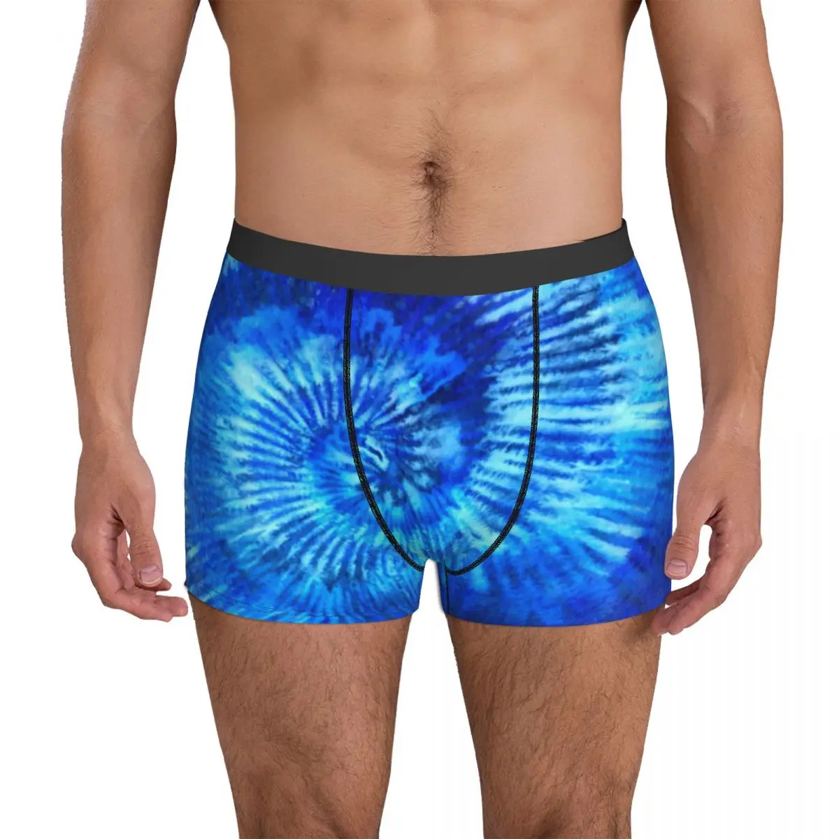 

Hippie Tie Dye Underwear Blue Modern Art Print Boxershorts Trenky Male Underpants Stretch Boxer Brief Birthday Present