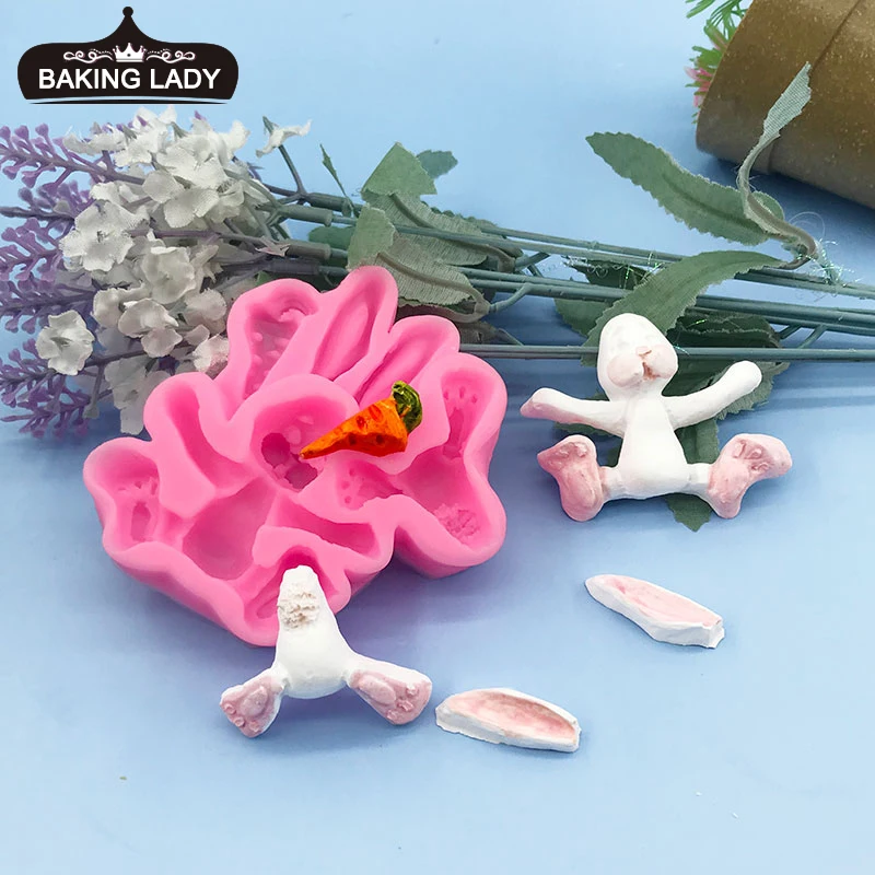 

3D RABBIT Easter Bunny Silicone Mould Fondant Cake Molds Cupcake Tools Confeitaria Kitchen Accessories