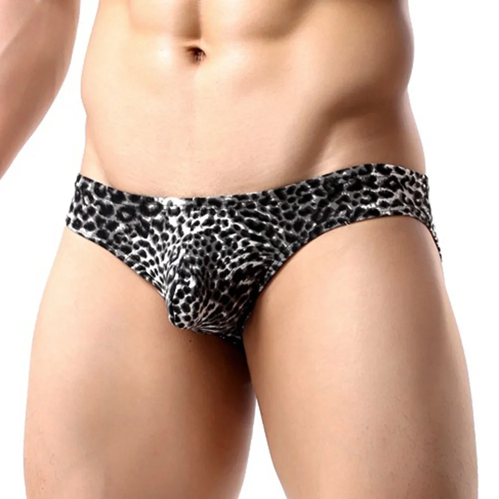 

Men Sexy Underwear Leopard Printed Briefs U Convex Pouch Lingerie Underpants Thin Section Breathable Panties For Man