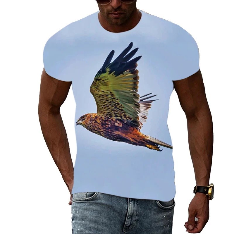 

Summer Men Interesting Eagle Graphic T Shirts Personality Casual Animal Bird Pattern Tshirt Fashion Trend Printed T-shirts Tops