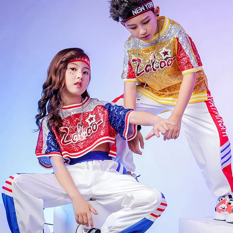 Детский костюм для уличного танца модный Свободный джазовый в стиле хип-хоп